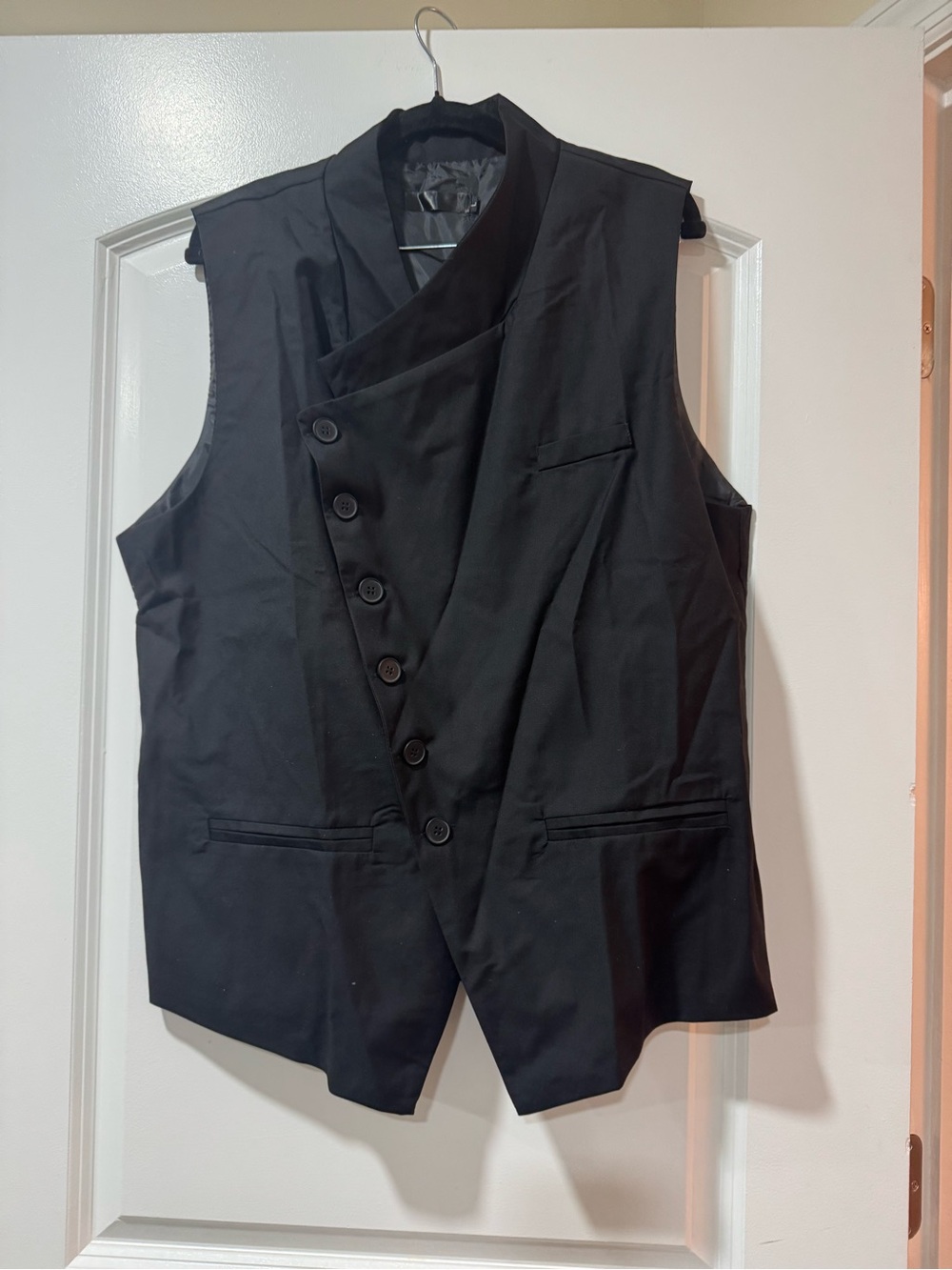 🎃Men's Black Asymmetric Button Vest - Tailored Waistcoat